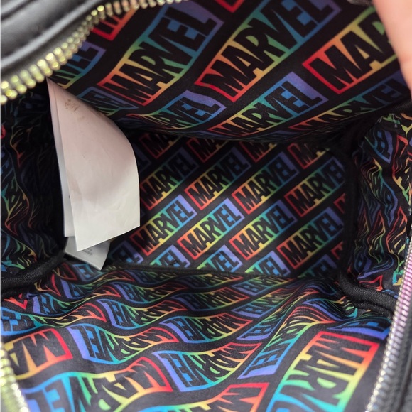 Loungefly Marvel Black Backpack with Colorful Icons - Picture 6 of 6